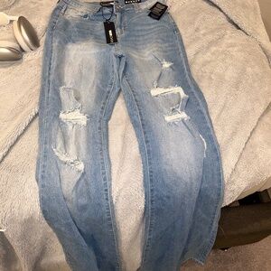Not my fault ripped flair jeans